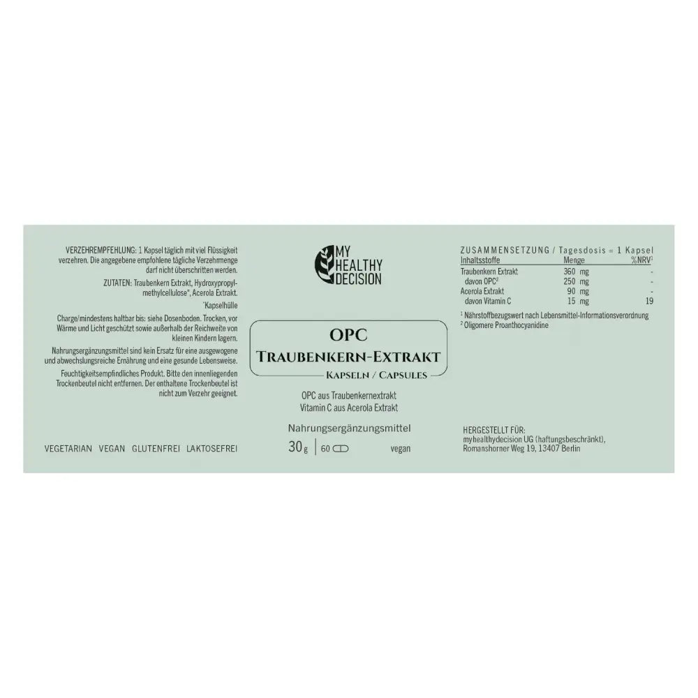 2 x OPC TRAUBENKERN-EXTRAKT mit Vitamin C und Acerola- 10% sparen mit einem Doppelpack - Nahrungsergänzungsmittel