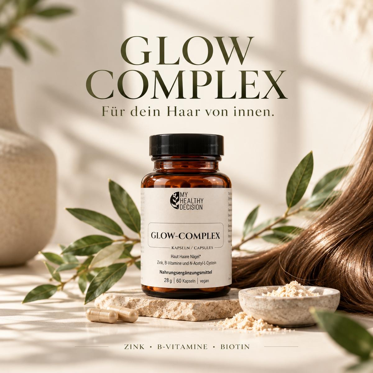 GLOW-COMPLEX für Haut, Haare und Nägel mit Zink | 2er Pack