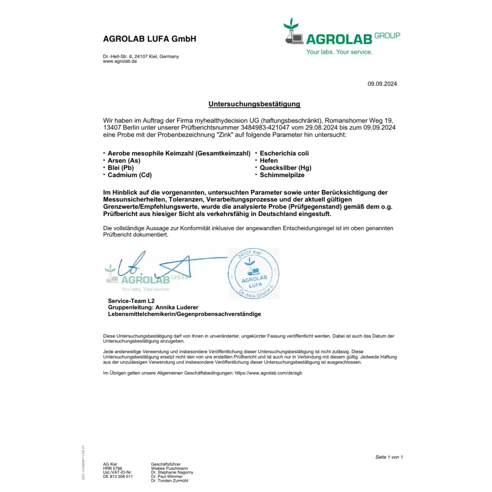 Zink 15 mg Zinkpicolinat für ein starkes Immunsystem - Nahrungsergänzungsmittel