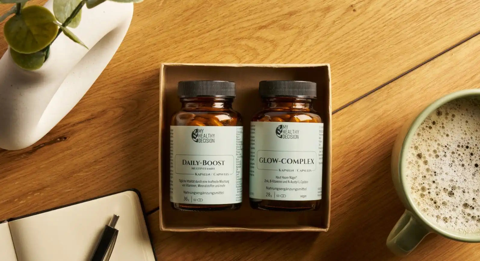 Zwei Nahrungsergänzungsmittel in einer Box.